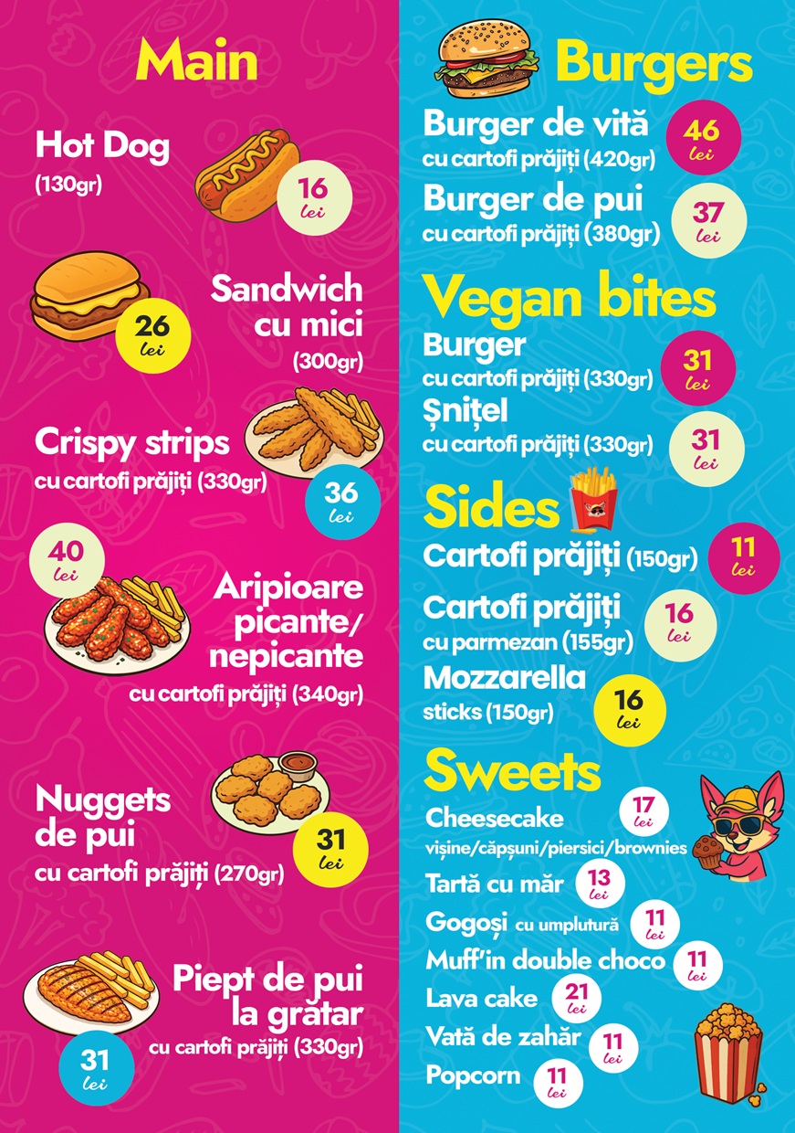 Main, Burgers, Sides, Desert